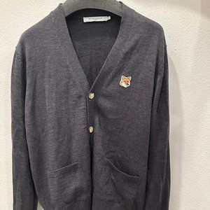 Maison Kitsune - Fox Head Cardigan - Gray (XS)